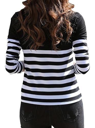 LilyCoco Womens Striped Long Sleeve Shirt Color Block Zipper Polo T Shirts2