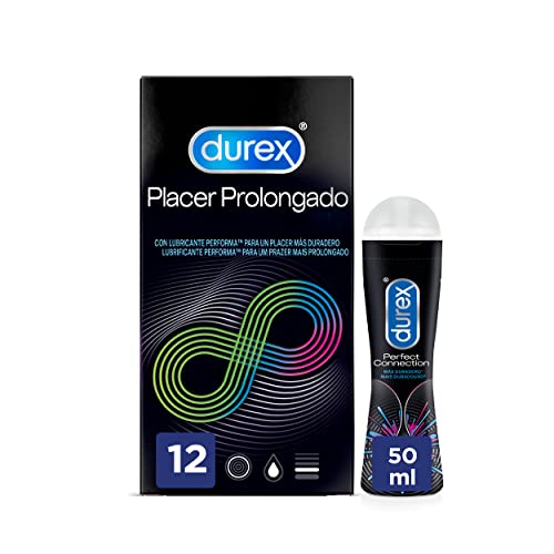 Durex Lubricante Perfect Connection De Base Silicona Larga Duración, Adecuado También Para Sexo Anal, 100 Ml Durex Preservativos Placer Prolongado Con Efecto Retardante, 12 Condones