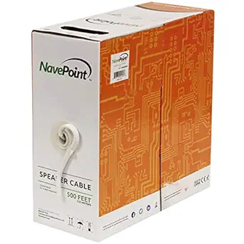NavePoint 500ft In-Wall Audio Speaker Cable, CL2 12/2 AWG, White