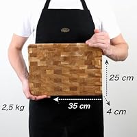 B4K® Schneidebrett aus Eiche Stirnholz 35 × 25 × 4 cm – Massiver Hackblock | Antibakterielles Hirnholzbrett mit Griffen & Silikonfüßen | Perfekt für Küche, Fleisch & BBQ – Ansicht 5