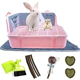 MUYG Guinea Pig Litter Box Corner Bunny Toilet Small Animal Potty Training with Dustpan Broom Chew Toys for Chinchilla Ferret Hedgehog Gerbil (10 Pcs)