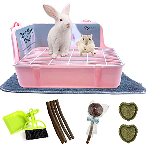 Image of Guinea Pig Litter Box Corner Bunny Toilet Small Animal Potty Training with Dustpan Broom Chew Toys for Chinchilla Ferret Hedgehog Gerbil (10 Pcs)