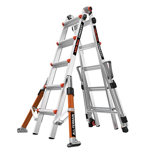 Little Giant Ladders 5 Rung Conquest All-Terrain PRO Multi-purpose Ladders, Side Mounted Stabiliser Bars, Heavy-wall Military Grade Construction, EN131