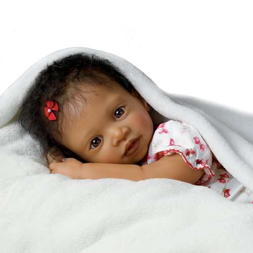 Sweet Butterfly Kisses Coos At Your Touch With Hand-Rooted Hair - So Truly Real® African-American Lifelike, Interactive & Realistic Newborn Baby Doll 19-Inches By The Ashton-Drake Galleries #TOP5