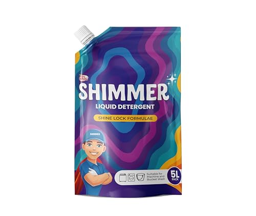 Shimmer Liquid Detergent - 5L Family Pack | French Lavendar Fragrance | Deep Clean Technology | Removes Tough Stains | Fresh Long-Lasting Fragrance | Suitable for All Washing Machines & Bucket Wash