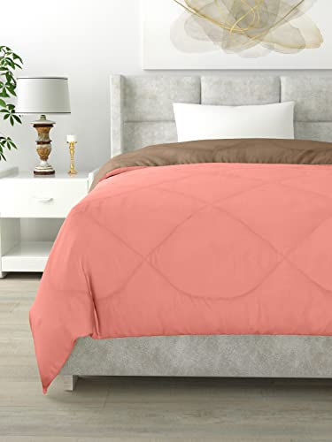 Image of Clasiko Reversible Single Bed Comforter; 60x90 Inches; 200GSM; Candy Peach & Taupe