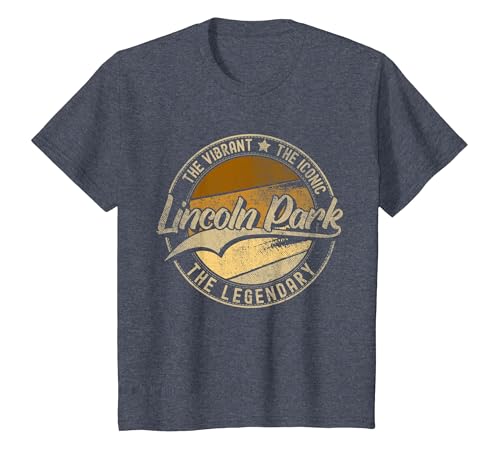 Lincoln Park MI | Michigan | Vintage Distressed T-Shirt, Youth, Heather Blue, Medium