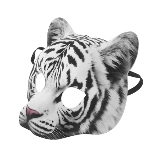Masque tigre demi-visage KOMBIUDA réaliste pour cosplay et carnaval