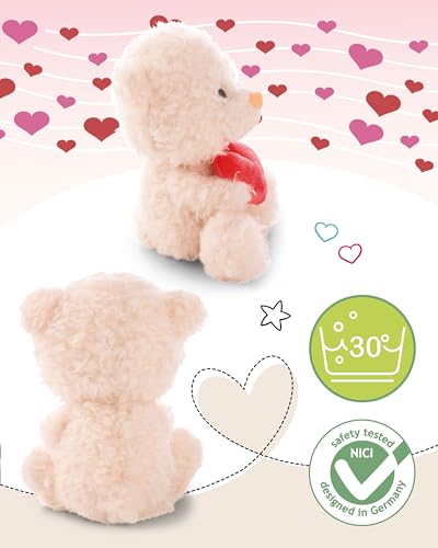 NICI Kuscheltier Bär mit Herz 18cm - beige - Stofftier aus weichem Plüsch, niedliches Plüschtier zum Kuscheln und Spielen, für Kinder & Erwachsene, tolle Geschenkidee - 61558