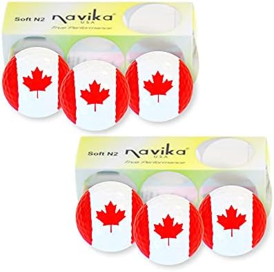 Navika Canada Flag Imprint Golf Balls | 6 Golf Ball Pack | Canadian wrap Golf Balls | Canadian Souvenir/Gift for Golfers | Great Golfing Gift