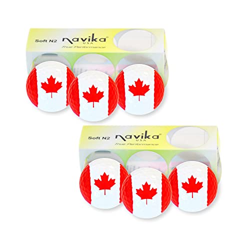 Navika Canada Flag Imprint Golf Balls | 6 Golf Ball Pack | Canadian Wrap Golf Balls | Canadian Souvenir/Gift For Golfers | Great Golfing Gift #TOP2