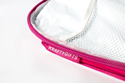 KRAFTYGIFTS Personalised School Lunch Bag - CUTE DINOSAURS - Girls Pink Insulated ADD NAME KS116