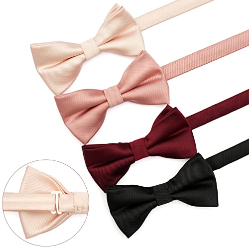 Image of Pre-Tied Adjustable Solid Tuxedo Bow Tie for Boys and Men