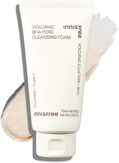 Innisfree Volcanic BHA Pore Cleansing Foam, Korean Face Wash with Salicylic Acid, Oil Control, Deep Clean, Pore Care, Sulf...
