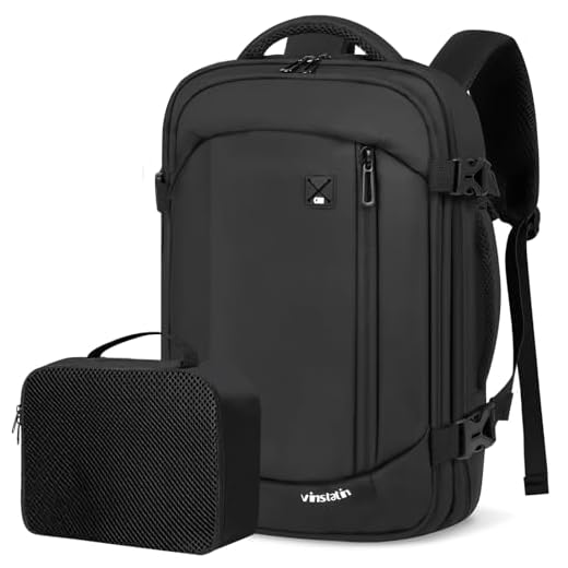 Vinstatin Mochila Equipaje de Mano 40x20x25 Ryanair| Mochila Impermeable para Portátil 14" con Compartimento Antirrobo | 20L Mochila de Viaje Negocios Unisex Ligera Incluye Organizador (Negro)