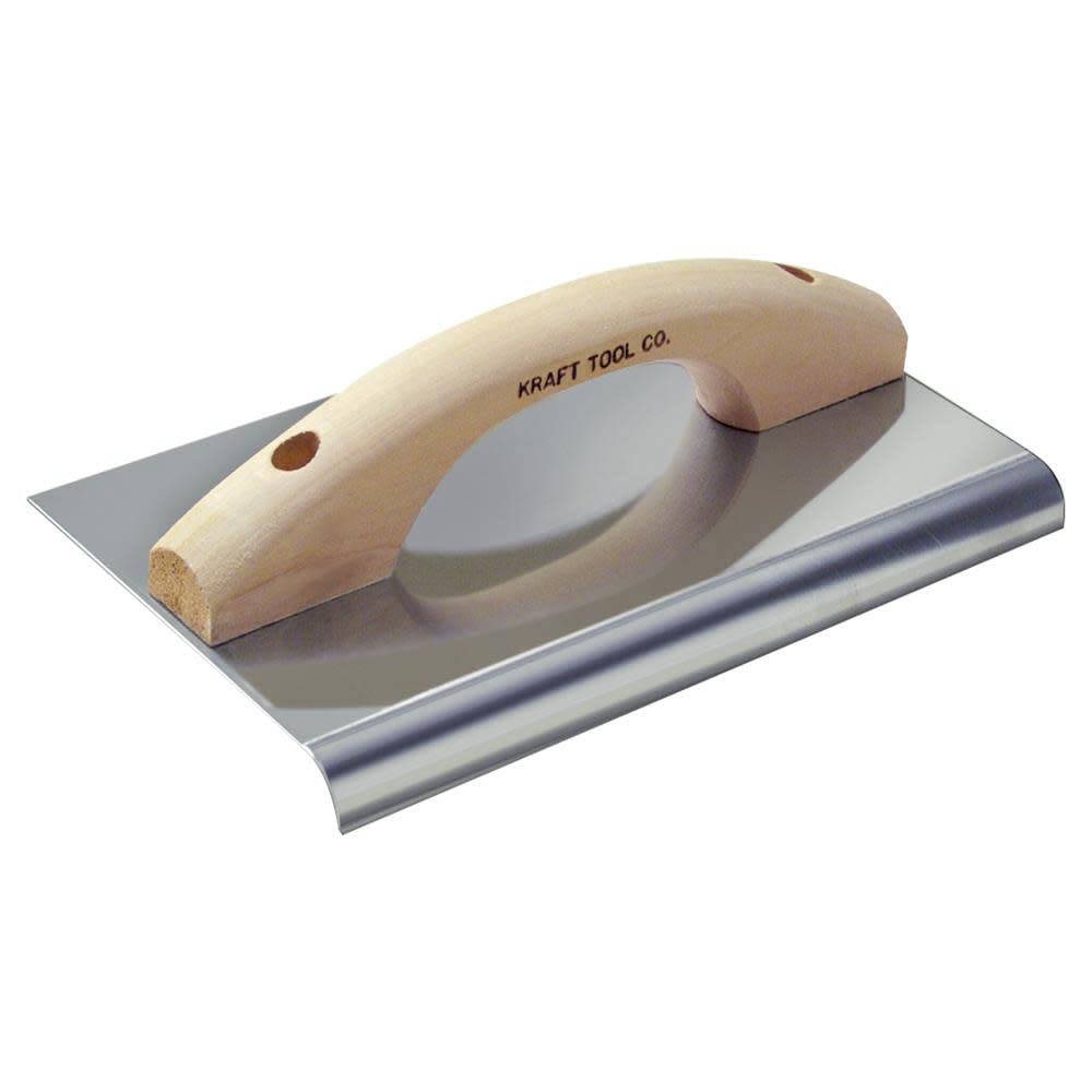 Kraft Tool CF905 Stainless Steel Hand Edger 1-Inch Radius with Wood Float Handle, 10 x 6-Inch