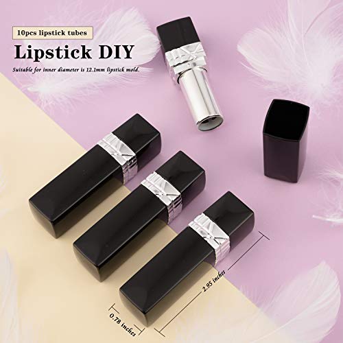 Allwon 10Pcs Black Empty Lipstick Tubes Diy Lip Balm Container (Rectangle Tube) #TOP1