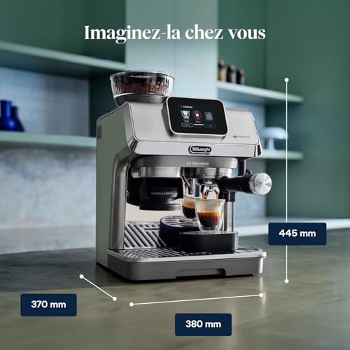 De'Longhi La Specialista Touch EC9455.M Machine à expresso avec moulin à café, fonction Cold Brew, mousseur à lait automatique ou manuel, contrôle tactile intuitif, set de bienvenue, métal