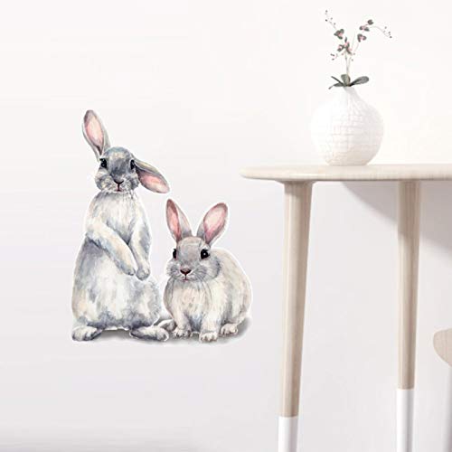 1 adesivo PCS Papel Staright, dois adesivos de parede removíveis de coelho 3D fofos e fofos, adesivo
