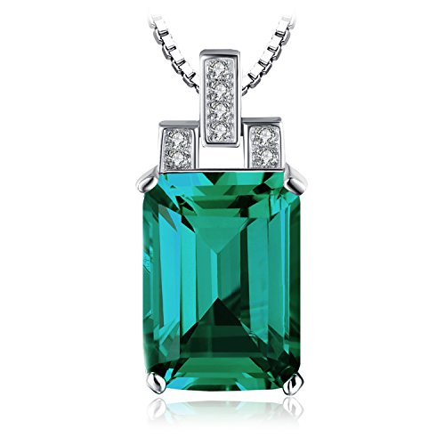 JewelryPalace Collar Mujer Plata de Ley 925 Con Colgante 6ct Esmeralda Verde Simulado Corte Esmeralda, Cadena de Caja 45cm, Piedra Preciosa, Conjunto Joyas Para Niña y Mujer