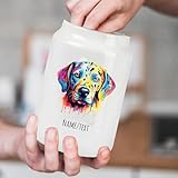 Tierisch-tolle Geschenke Große Multicolor Leckekerlidose | mit Hundemotiv (über 90 Rassen verfügbar) und deinem Wunschnamen | Personalisiert | Hygienische Futter Aufbewahrung | (Dalmatiner)