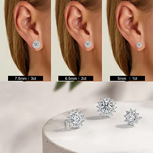 Smilest 3Ct Sunflower Moissanite Earrings For Women, D Color Vvs1 Clarity Lab Created Diamond Earrings Rhodium Vermeil S925 Sterling Silver Moissanite Earrings Studs For Women Girls Jewelry Gifts #TOP2