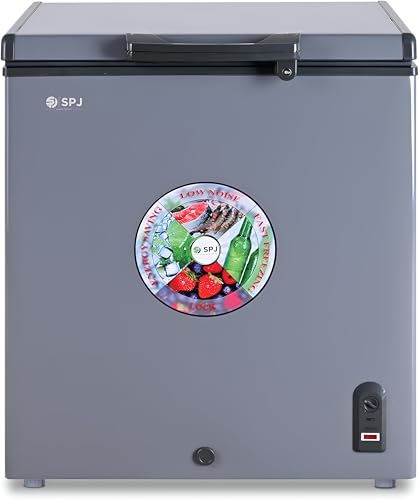 SPJ 150L Chest Freezer – Single Door Deep Freezer, Powerful Compressor, Energy Efficient,LED Light, Child Lock Silent Operation, Ideal for Home & Restaurants 1-Year Warranty (Grey)