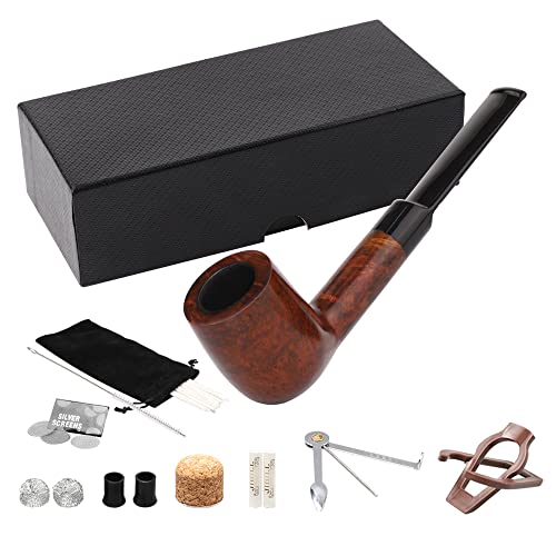 Muxiang Bruyere Tobacco Pipe Handmade Mediterranean Briar Pipes Straight Stem 9Mm All Natural Component Filter Gift Box Package Setaa0007S #TOP1