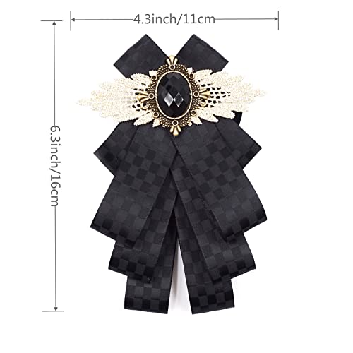 Black Bow Brooches For Men Women Self Tie Bow Tie Collar Pin Fashion Pretied Suits Neck Tie Bowknot Brooch For Suit Shirts (B Net Black) #TOP4