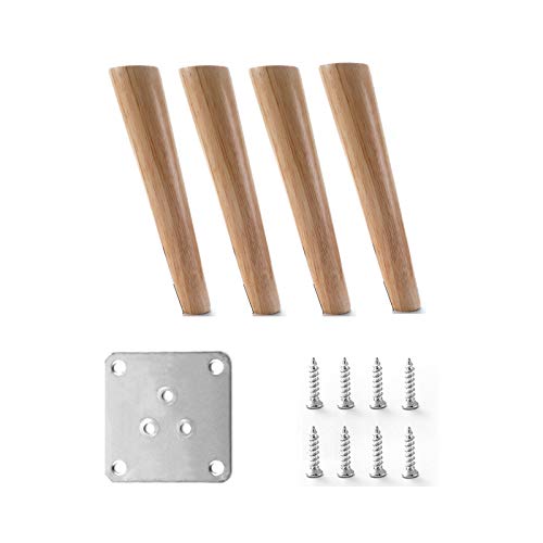 GAROEN Patas de sofá de Madera, 4 Piezas de Repuesto para sofá, Patas de Mesa y tocador con Tornillos y Placa de Montaje (Patas inclinadas de 12 cm/4,7 Pulgadas)