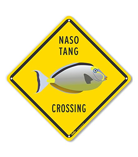 Panneau Naso Tang Crossing aluminium jaune plaque signalisation poisson 25,4x25,4 cm PKAC-0911-NA