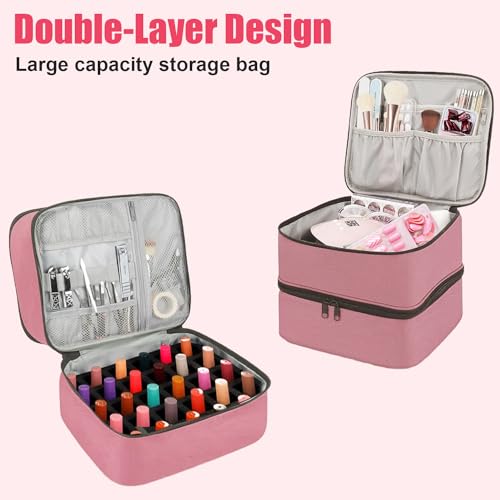 Bolsa organizadora de esmalte de uñas con doble capa espaciosa 2