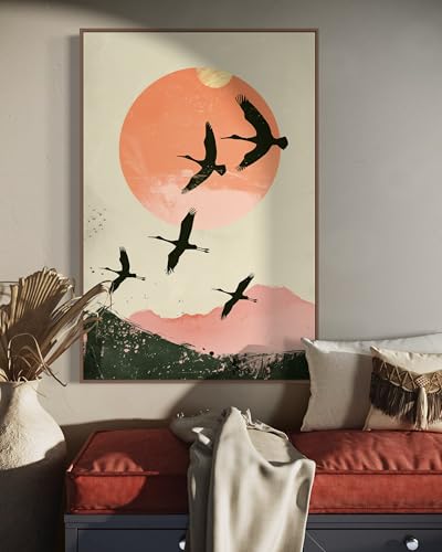 Peinture grue japonaise TONGYINLI pour créer une ambiance zen et minimaliste dans votre salon