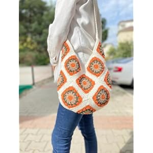 ZORA CRAFT | Crochet shoulder bag| Granny square bag| Bohemian style purse | Gift for mother| Sunflower vintage bag| Office Going Women Bag| Gift for better Half 4 41oO2TFF9bL. SL500 . SS300