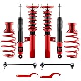 EVIL ENERGY Coilovers Compatible for Volkswagen GTI 2006-2009, for VW Golf 2003-2007, Height Adjustable Lowering Kit, Twin-Tube Coilover Suspension Kit for Comfortable Ride, Red