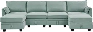 Large U-Shape Modular Sectional Sofa with Reversible Chaise and Storage