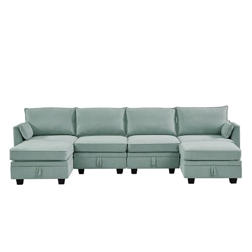 Large U-Shape Modular Sectional Sofa, Convertible Sofa Bed with Reversible