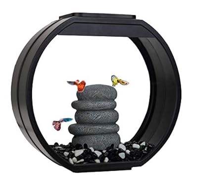 Fish 'R' Fun Mini Round Tank Glass Aquarium, 10 Litre Capacity, Black