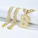 PHOEGRAY Cuban Link Chain for Men: Silver/Gold Plated Iced-Out Necklace with Rhinestone, Hip Hop Jewelry Gift(B-gold)