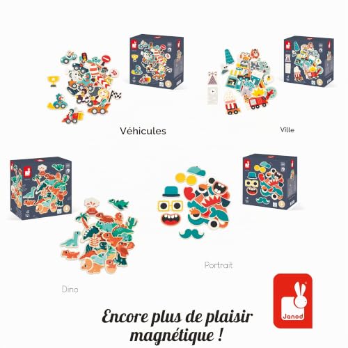 Janod - 24 Magnets Ville - Jouet en Bois FSC - Jeu Éducatif Magnétique - Accessoires pour Tableau Magnétique - Dès 24 Mois, J09642