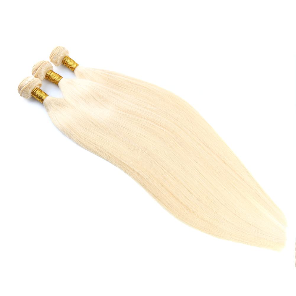 613 Bundles Blonde Human Hair 3 Bundles Straight Double Weft Brazilian Virgin Hair 100% Unprocessed Bundle Hair Extensions 16"18"20"