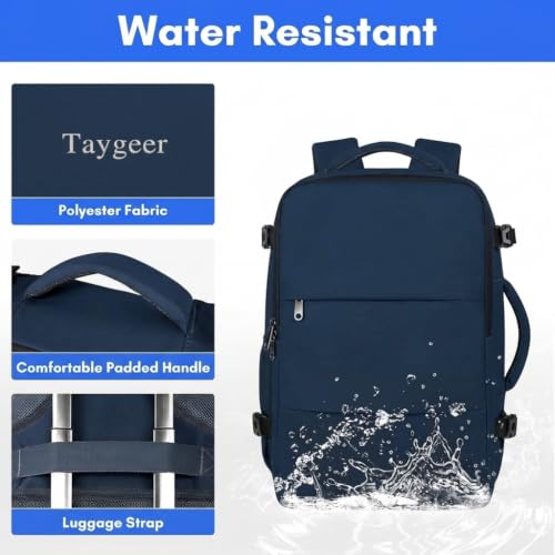 Image of Taygeer Carry On Backpack, 35L Travel Backpack for Women Airline Approved | Laptop Bag with Water Bottle Pocket & Shoe Pouch, Personal Item Mochila for College Business Trip Weekender, Dark Blue