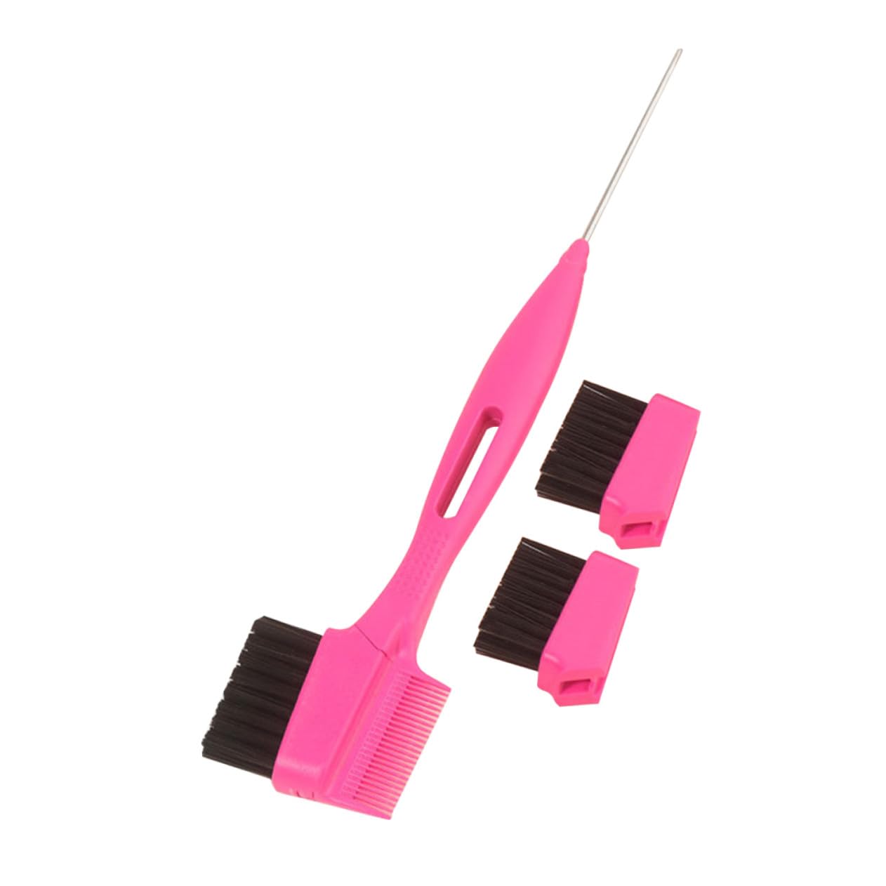 VALICLUD Eyebrow Brush and Comb Set with Replacement Heads Steel Needle Brow Brush for Precise Edge Grooming Pink Pvc Case for Women’s Makeup Application