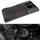 PIENSE 汎用 車用アームレスト コンソールボックス 肘置き 伸縮式 USB充電ポート付き ドリンクホルダー 小物入れ (ブラック＆レッドライン)