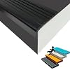 Stair Edge Protector, Stair Nosing Edge Trim L-Shaped 260Inch Vinyl Rubber Tread Protector Non-Slip Stair Edging Stair Nose Molding Self-Adhesive Stair Tread Stair Trim for Indoor & Outdoor Black
