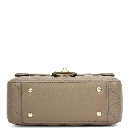 Image of Da Milano Leather Grey Shoulder Bag for Women (00230XSOL)