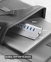 USB Hub, ORICO USB 3.2 Gen 2 Hub, 7 Port USB Verteiler mit 10Gbps High Speed Datenübertragung, Aluminium USB C Splitter mit 1M USB C Kabel rechtwinklig für iMac, iMac Pro, Desktop – Ansicht 5