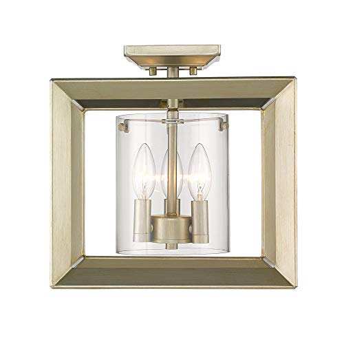 Limited Discount Golden Lighting 2073-SF12 WG-CLR Smyth Semi-Flush, White Gold