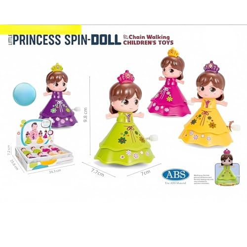 Image of Crackles Wind Up Spin Doll - Pack of 1 Dancing Princess Toys for Girls & Boys Age 3+ | Clockwork Baby Toy, Crawling Toy for Toddlers, Return Gift (Multicolor)