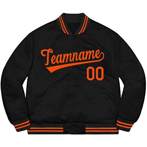 Custom Men’s Varsity Baseball Jacket Sportswear Coat Stitched Personalized Name Number, Black & Orange-25, One Size #TOP1